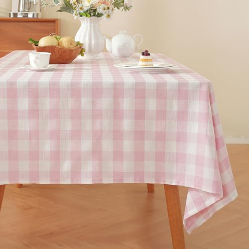 Alsoo Gingham Tablecloth Rectangle Checkered Table Cloth Cotton Linen Fabric Wrinkle Free Washabl... | Amazon (US)
