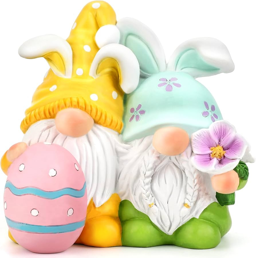 Easter Gnomes Decorations Easter Bunny Decor Resin Cute Spring Gnome Figurines for Home Kitchen O... | Amazon (US)