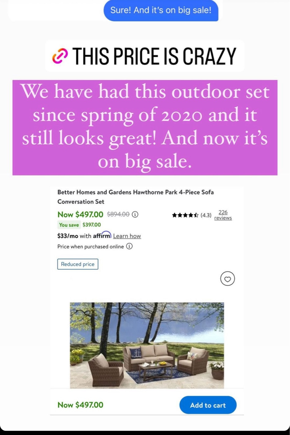The absolute best deal for outdoor furniture!!