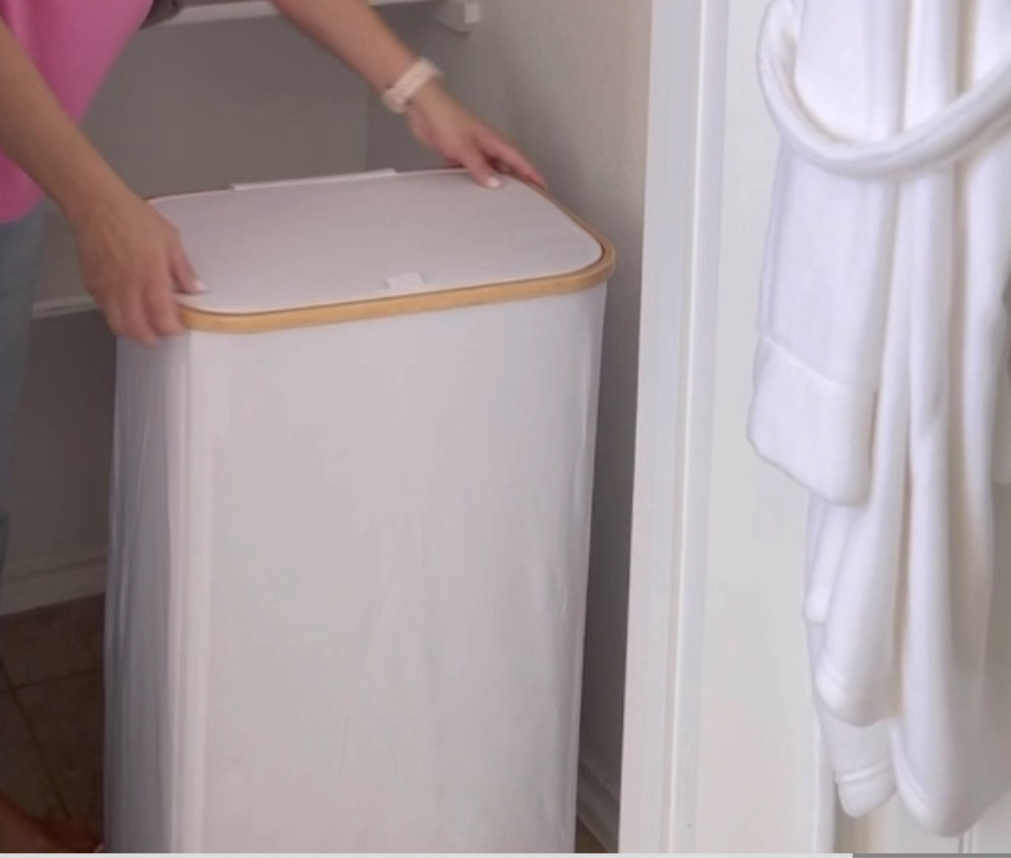 Suoco laundry hamper with lid for a neater look. Comes in pink (so cute!) & black too (nice!).

#LTKhome