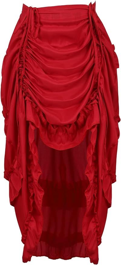 Zhitunemi Women's Steampunk Skirt Ruffle High Low Outfits Gothic Plus Size Pirate Dressing | Amazon (US)