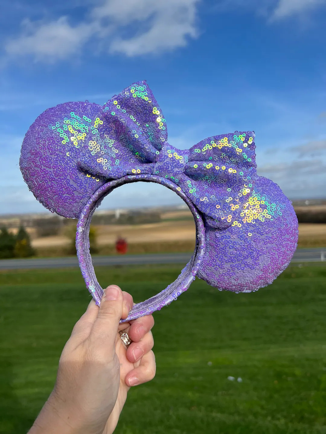 Iridescent Purple Sequin Ears With Wrapped Headband - Etsy | Etsy (US)