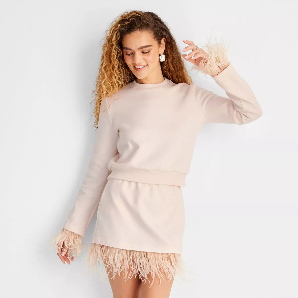 Women's Crewneck Feather Trim Sweatshirt - Future Collective | Target