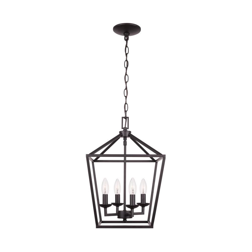 Weyburn 4- Light Bronze Caged Chandelier | The Home Depot