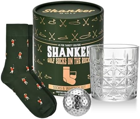 Shanker Golf - Golf Socks on The Rocks - Socks, Whiskey Glass & Golf Ball Ice Stone Set - Golf Gi... | Amazon (US)