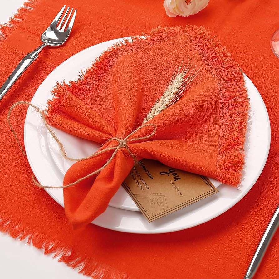 Handmade Cloth Napkins, 100% Cotton Linen Napkins, Delicate Napkins with Fringe, Suitable for Din... | Amazon (US)