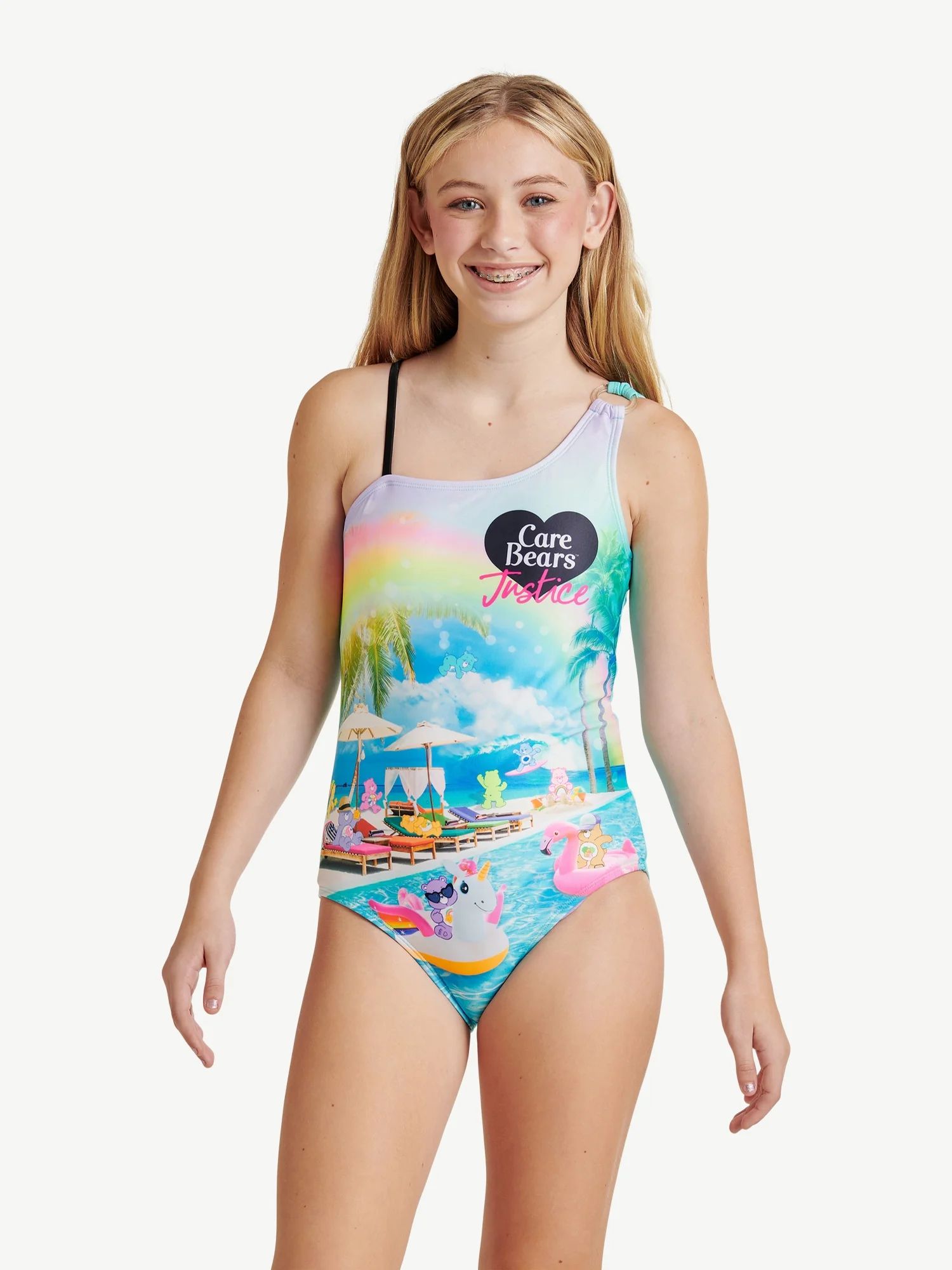 Justice Care Bears One Piece Beach Swimsuit, Sizes 5-18 | Walmart (US)