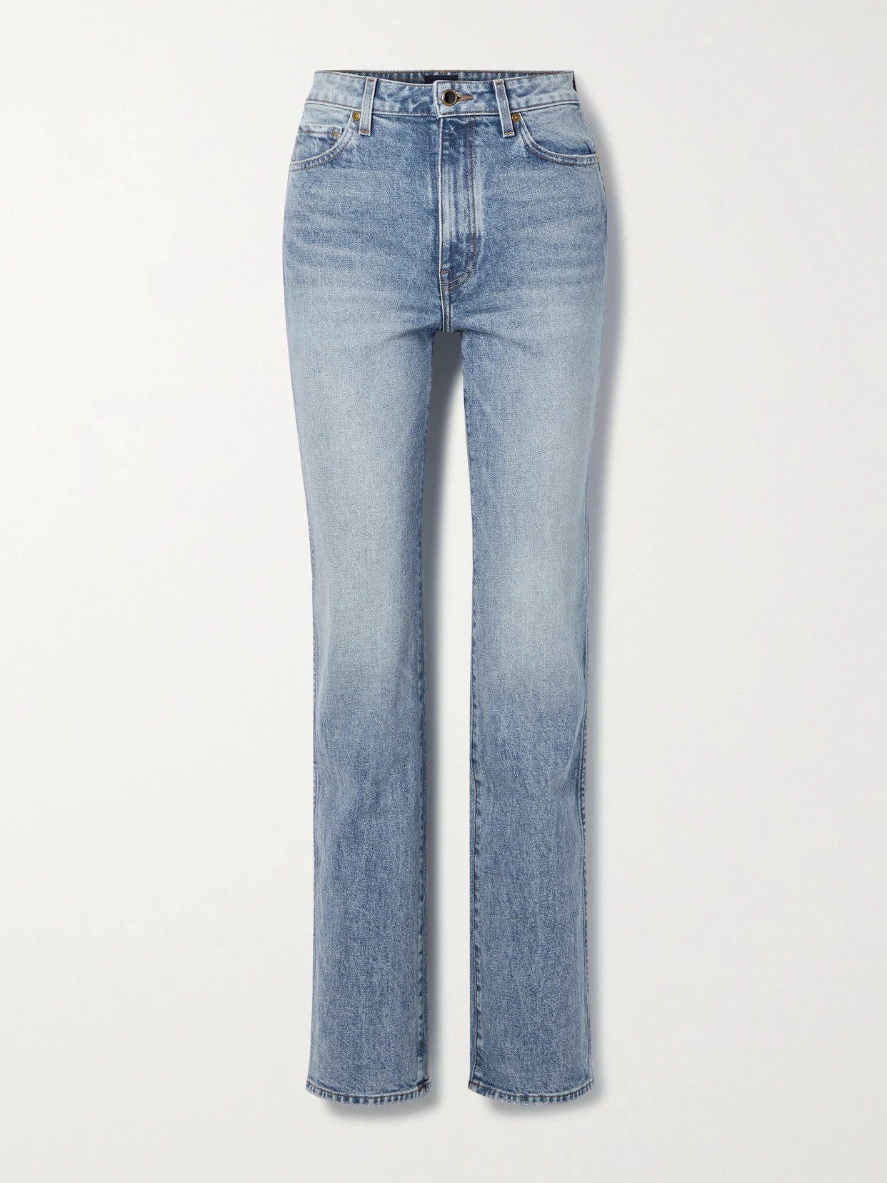 KHAITE - Danielle Stretch High-rise Straight-leg Jeans - Blue | NET-A-PORTER (US)