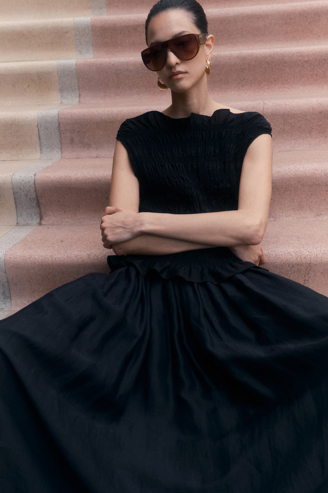 Smocked Top - Black - Ladies | H&M US | H&M (US + CA)