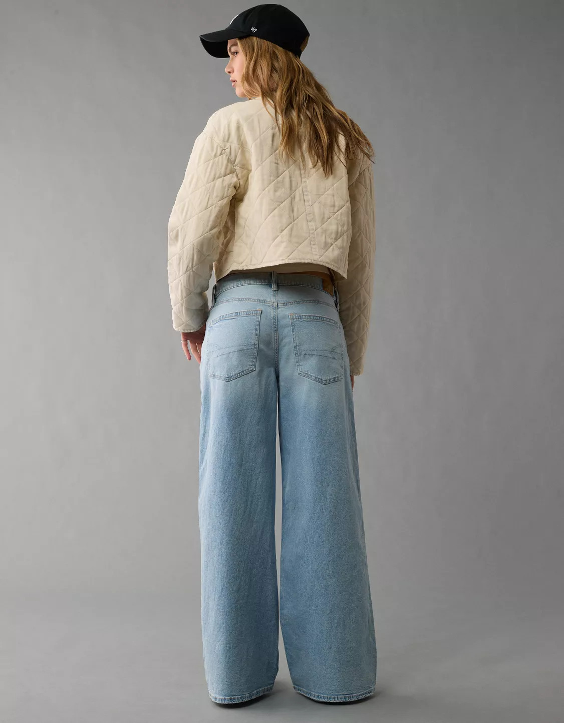 AE Dreamy Drape Strigid Low-Rise Ultra Wide-Leg Jean | American Eagle Outfitters (US & CA)