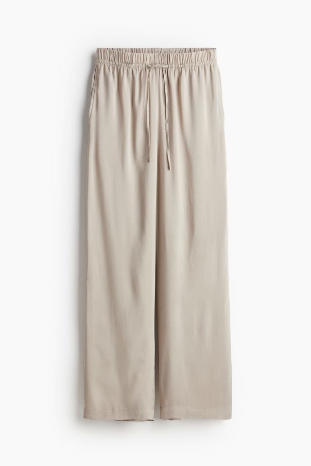 Wide-cut Pull-on Pants - Light beige - Ladies | H&M US | H&M (US + CA)