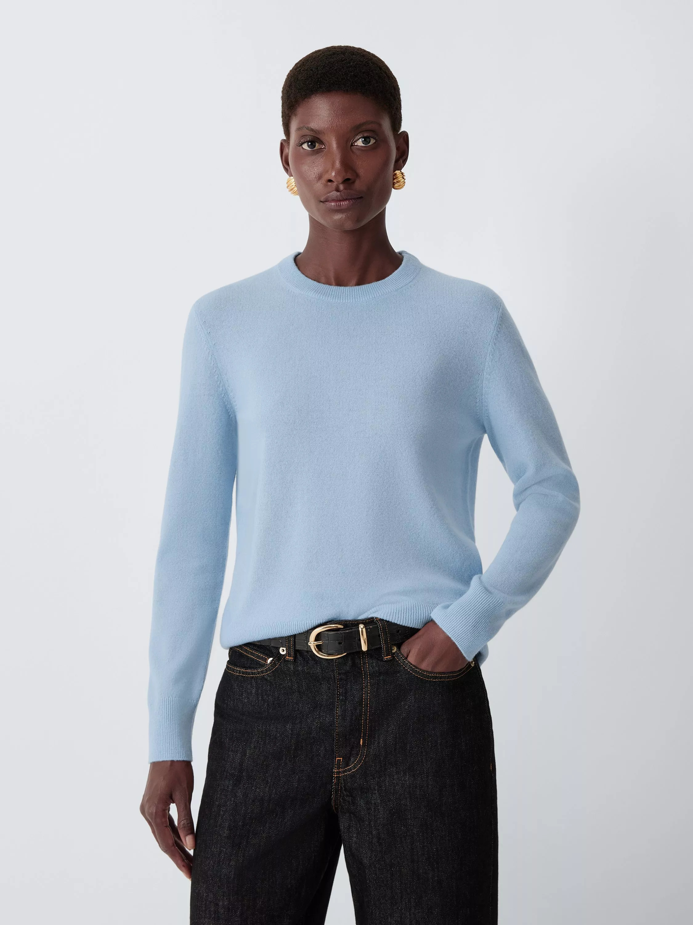 Cashmere Crew Neck Jumper, Pale Blue | John Lewis (UK)