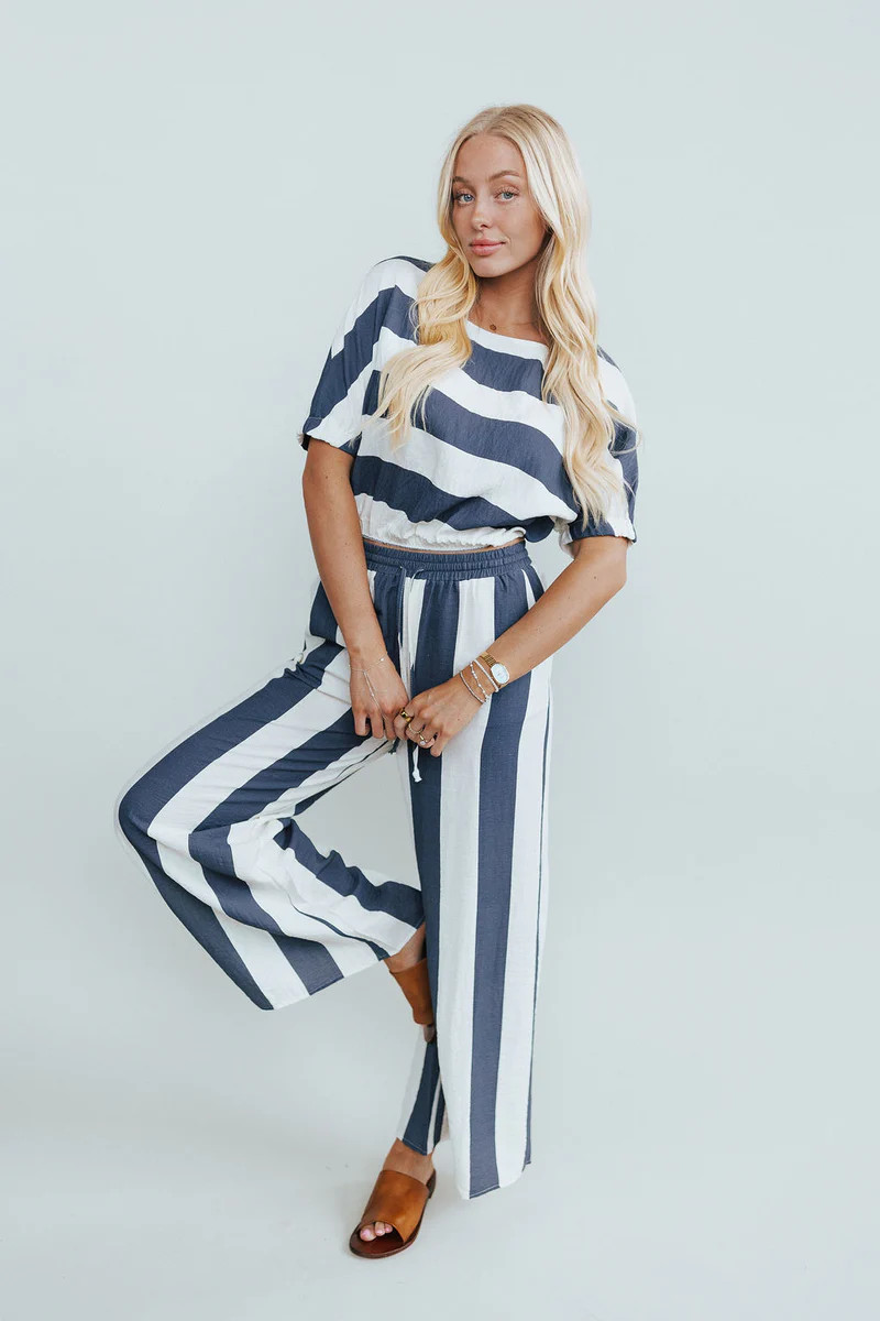 Cabana Stripe Top in Navy | Henly