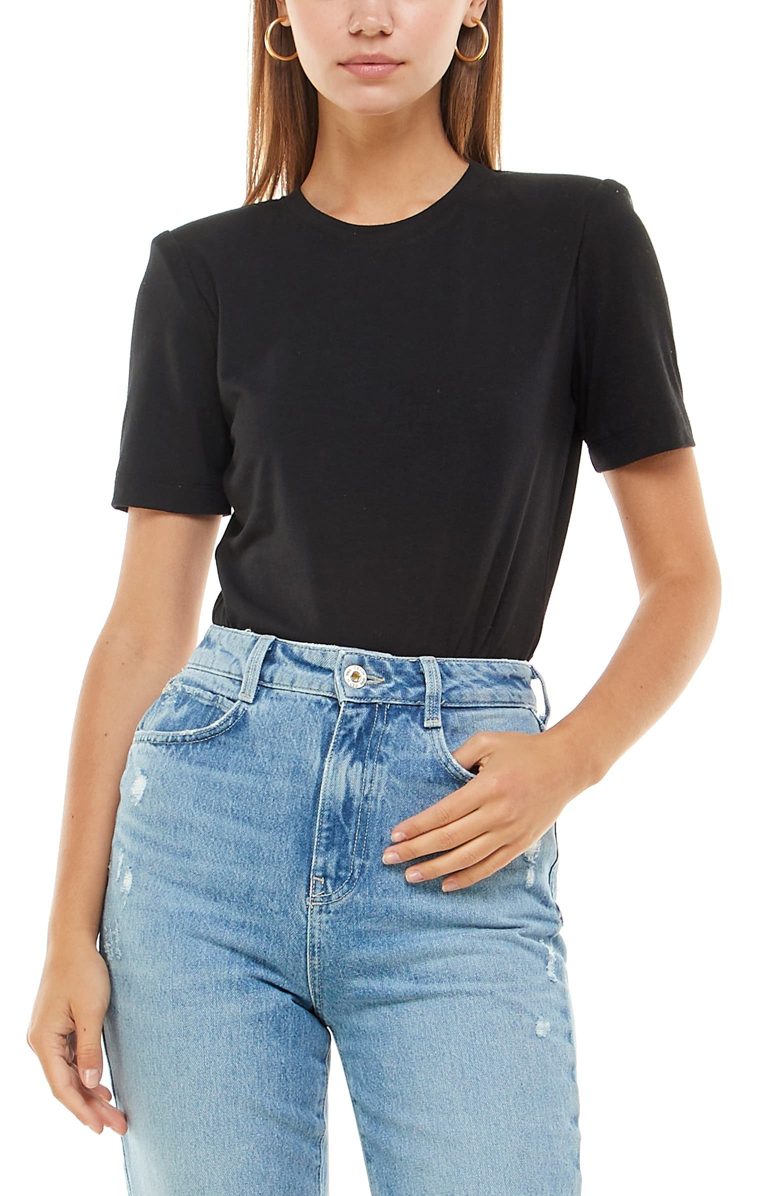 Skye Padded Shoulder Short Sleeve BodysuitWAYF | Nordstrom