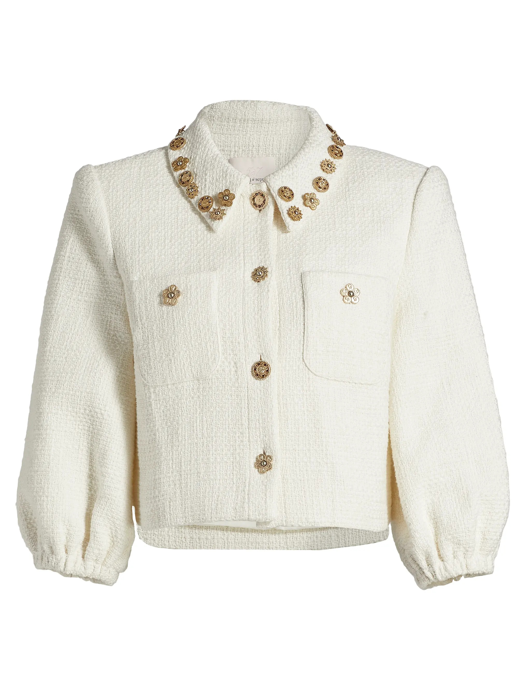 Cinq à Sept Ansey Embellished Tweed Crop Jacket | Saks Fifth Avenue | Saks Fifth Avenue