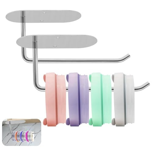 FYeang Tumbler Lid Organizer, Cup Lid Organizer Horizontal, Self-Adhesive or Drilling Tumbler Lid Storage, Space Saving Cup Lid Organizer Hook, for Kitchen Cabinet, Countertop | Amazon (US)