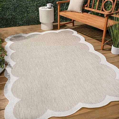 PHS103A-6 Selene Classic Cottage Two-Tone Scalloped, Outdoor, Pet Friendly, Non-Shedding, Stain R... | Amazon (US)