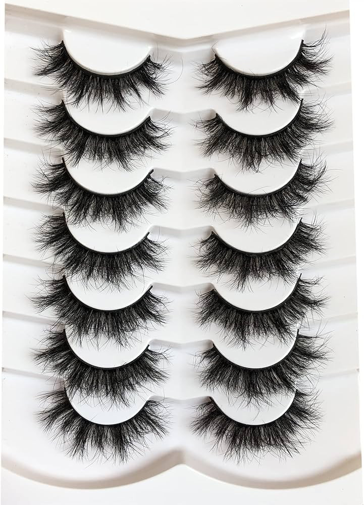 Pooplunch False Eyelashes Fluffy 8D Faux Mink Lashes Pack 15MM Wispy Short Natural Fake Eye Lashe... | Amazon (US)