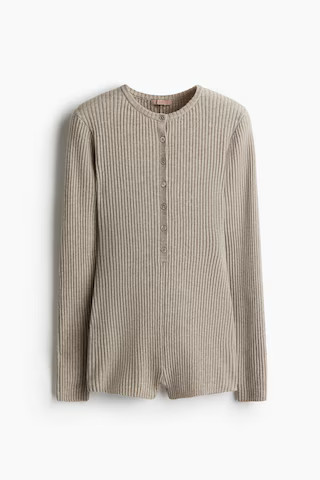 H & M - Einteiler in Rippstrick - Braun - Damen | H&M (DE, AT, CH, NL, FI)