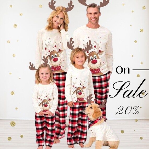 Sale* Family Christmas Pajamas Set, Matching family holiday pajamas, Photo Pajamas, Reindeer paja... | Etsy (US)