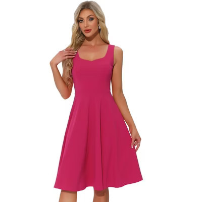 INSPIRE CHIC Women's Sweetheart Neck Sleeveless Fit and Flare Swing Dress Large Hot Pink | Target