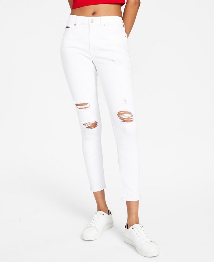 Women's Distressed Mid-Rise Skinny Ankle Jeans | Macys (US)