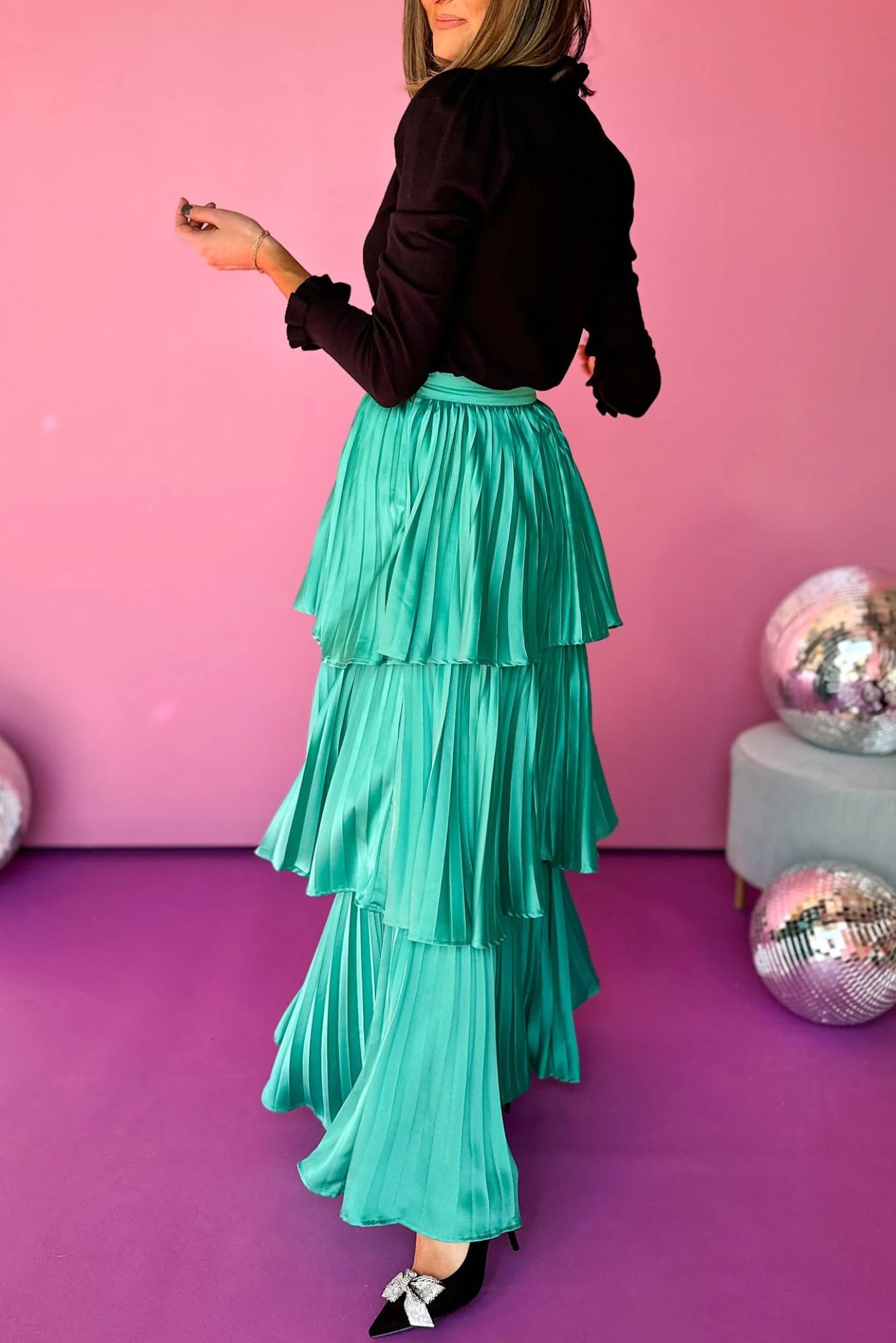 Teal Green Tiered Pleated Maxi Skirt | Shop Style Your Senses