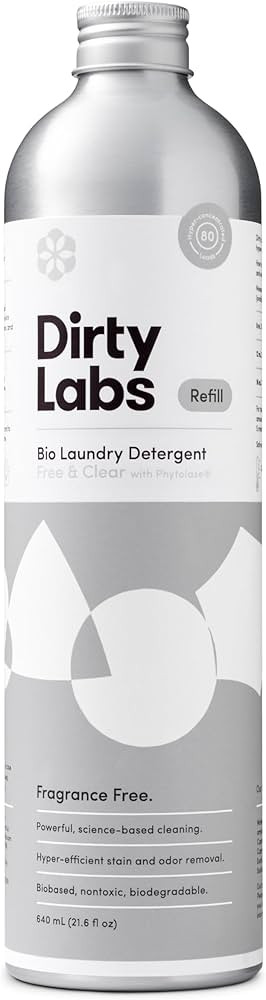 Dirty Labs | Scent Free | Bio Enzyme Liquid Laundry Detergent | 80 Loads (21.6 fl oz) | Hyper-Con... | Amazon (US)