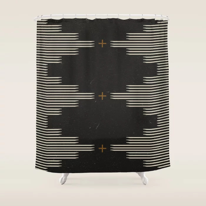 Southwestern Minimalist Black & White Shower Curtain by Allie Falcon | Society6