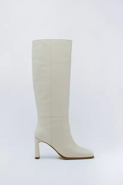 Leather Square Toe Knee High Boots | Nasty Gal (US)