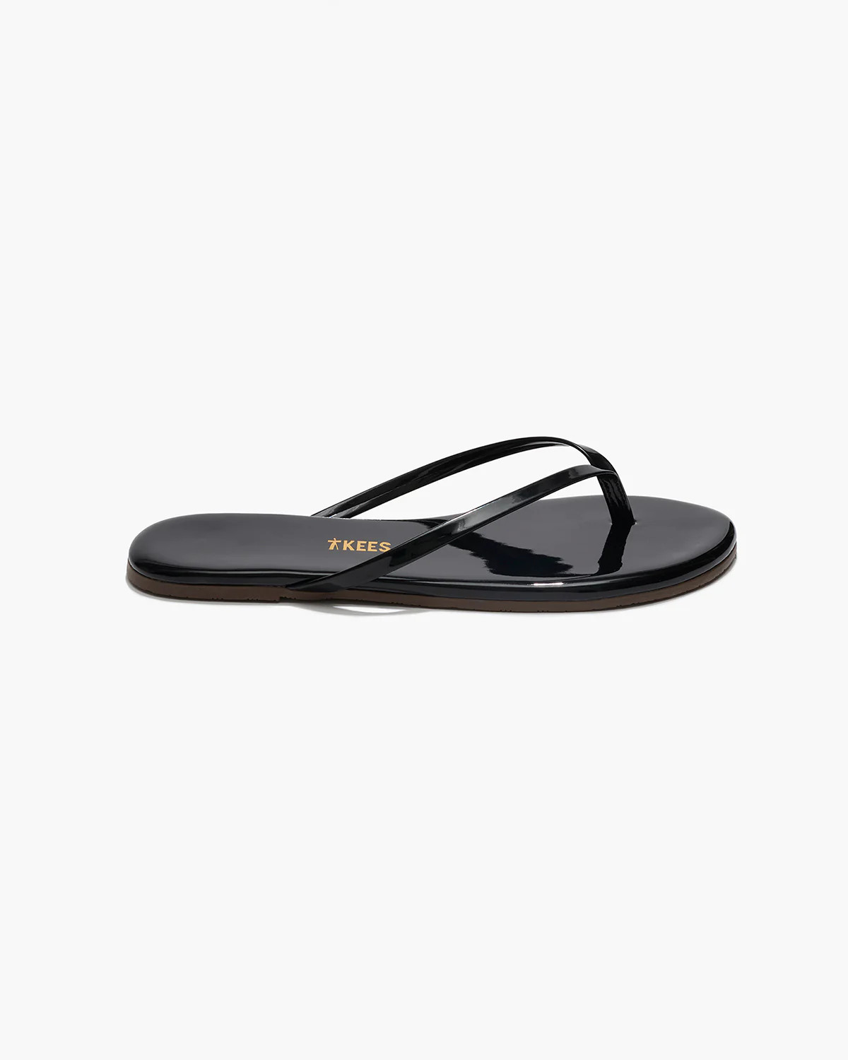 TKEES Lily Glosses Leather Flip Flops in Licorice | TKEES