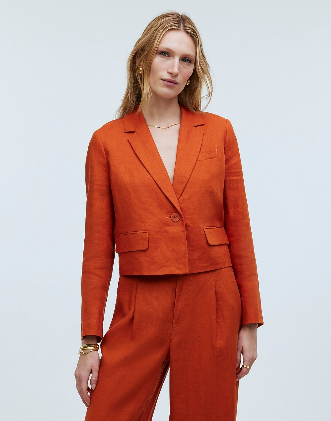 Cropped Blazer in 100% Linen | Madewell