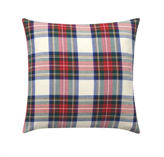 Tartan Check Plaid Pillow Cover, Cabin Cushion, Green Red Plaid Pillow Cover, Check Pillow, Holiday  | Etsy (US)
