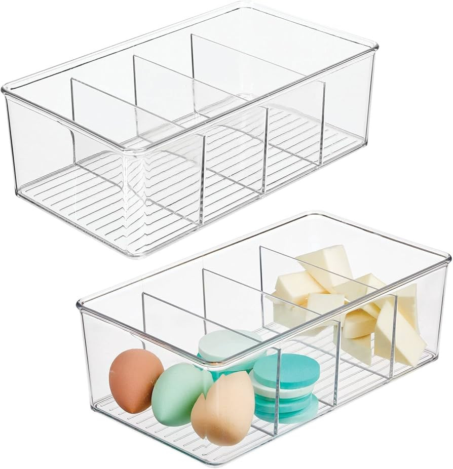 mDesign Plastic 4-Section Bathroom Organizer or Cosmetic Storage for Bathroom Cabinet, Countertop... | Amazon (US)