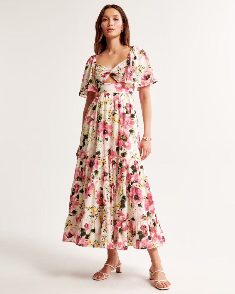Twist-Front Tiered Maxi Dress | Abercrombie & Fitch (US)