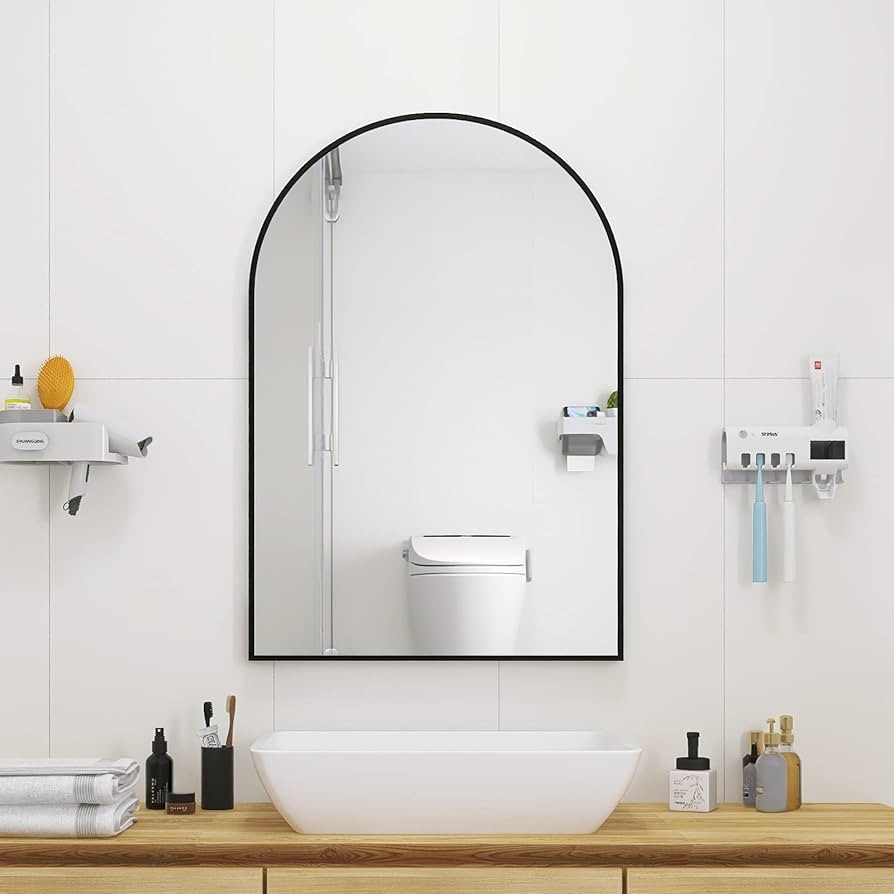 Beauty4U Arched Bathroom Mirror, 20"x30" Arch Bathroom Mirror for Wall, Black Wall Mounted Bathro... | Amazon (US)