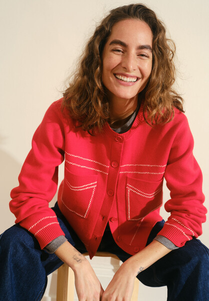 Stitch Detail Cardigan with Wool | Hush UK