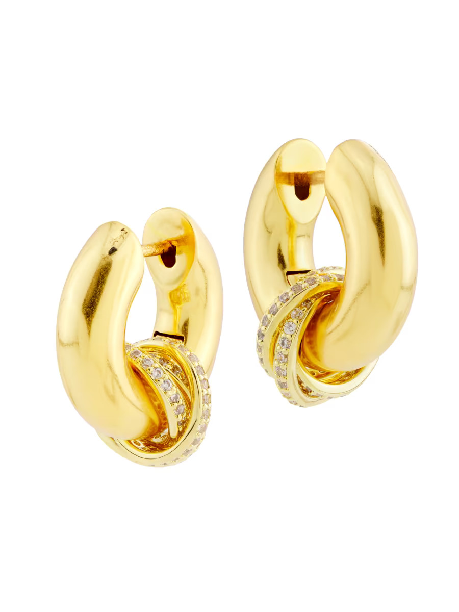 Super Gaia 14K-Gold-Plated & Cubic Zirconia Hoop Earrings | Saks Fifth Avenue