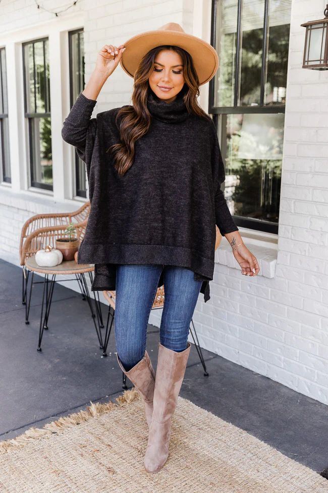 We Can Go The Distance Charcoal Dolman Sweater | The Pink Lily Boutique