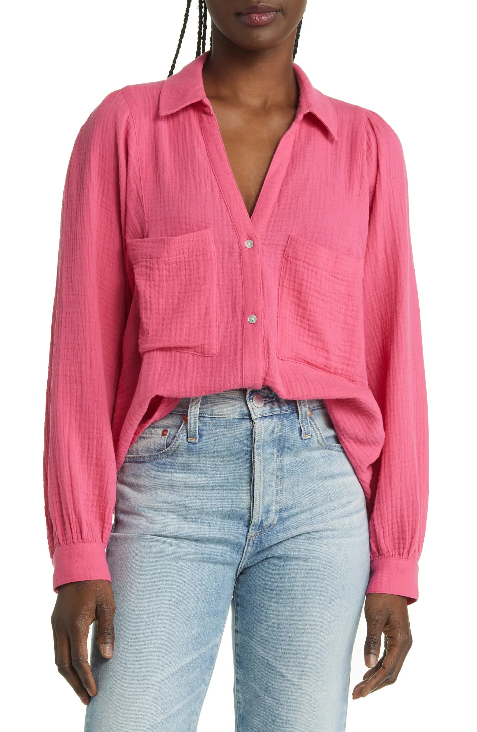 Lauren Organic Cotton Gauze Button-Up Shirt | Nordstrom