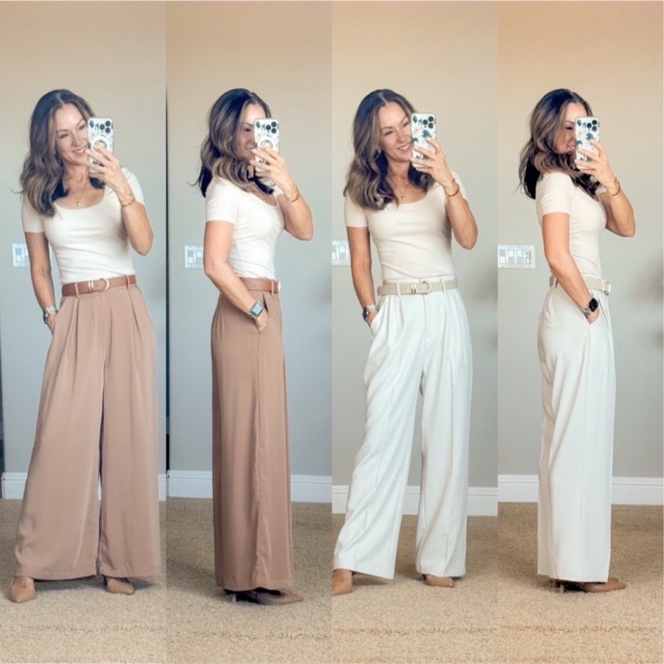 Spring Trendy Workwear

2 Workwear trousers wide leg in straight and palazzo styles - both in 3 length options & thousands of amazing reviews! 

For reference: I’m 5’1”, 109lbs
▫️Straight Leg Trousers- XS short off-white
▫️Palazzo Leg Trousers - XS short Camel
▫️Top - XS light coffee
▫️Belts - 3 pack - smallest size
▫️Kitten heels - go up a 1/2 size Light camel

Capsule wardrobe | Ageless style | trouser pants | wide leg pants | spring transition outfit | early spring outfit | workwear | casual style | Teacher outfit  Everydayholly

#LTKWorkwear #LTKootd #LTKPetite