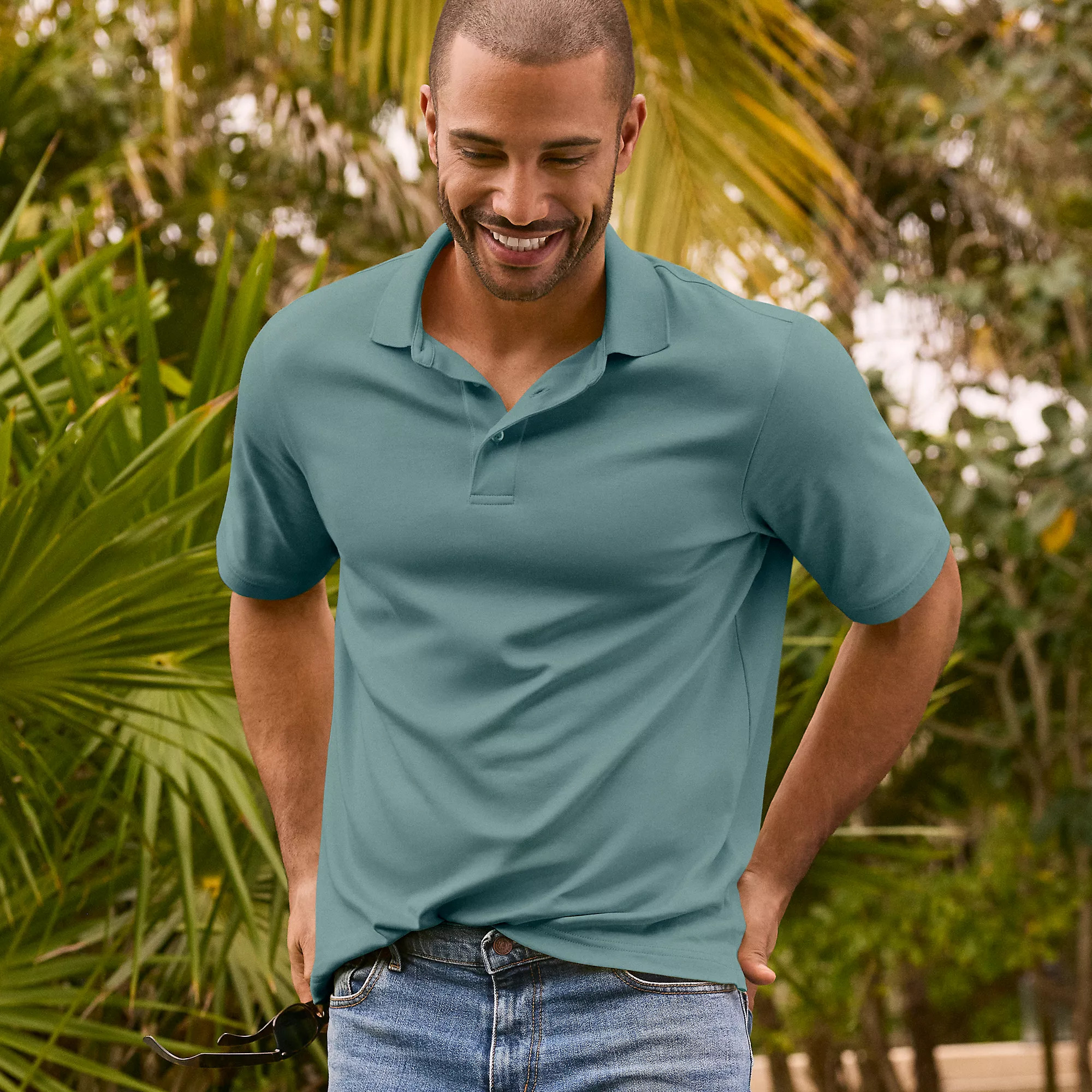 Men's Short Sleeve Cotton Supima Polo Shirt | Lands' End (US)