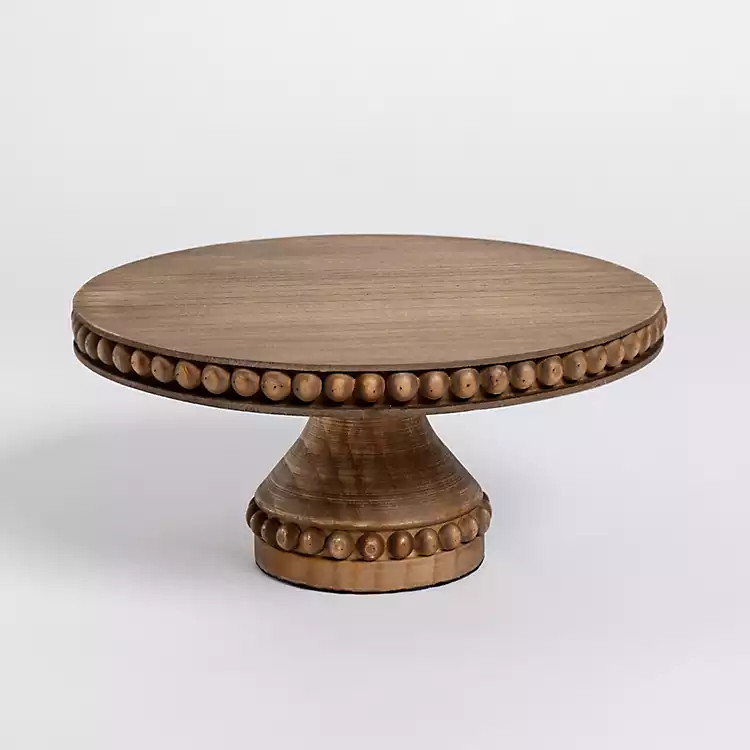 Beaded Wood Cake Stand | Kirklands