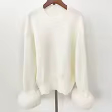 European American 2024 New Autumn Winter Knitted Sweater O-neck Loose Solid Color Sweater Detacha... | AliExpress (US)