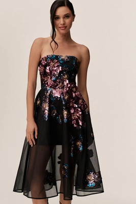Helsi Valeria Strapless 3D Floral Fit & Flare Midi Dress | Anthropologie (US)