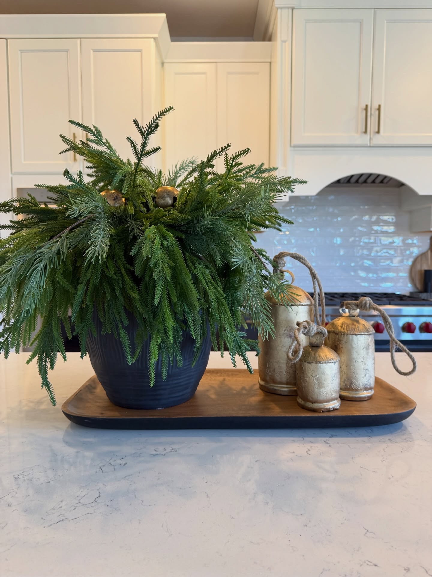 Same cozy vibe as last year… just switched the tray and added small bells in the greens.
Honestly, you can reuse so much of what you already have and still make it feel new. 🤍✨
#HolidayHomeDecor #ChristmasKitchen #KitchenDecorIdeas #CozySeason