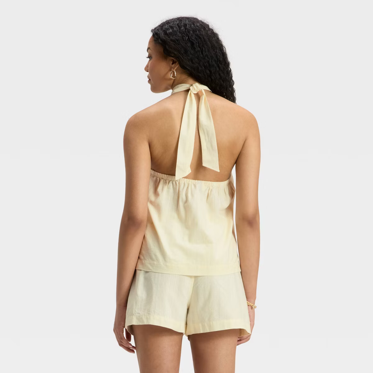 Women's Knotted Halter Top - Universal Thread™ Cream S | Target