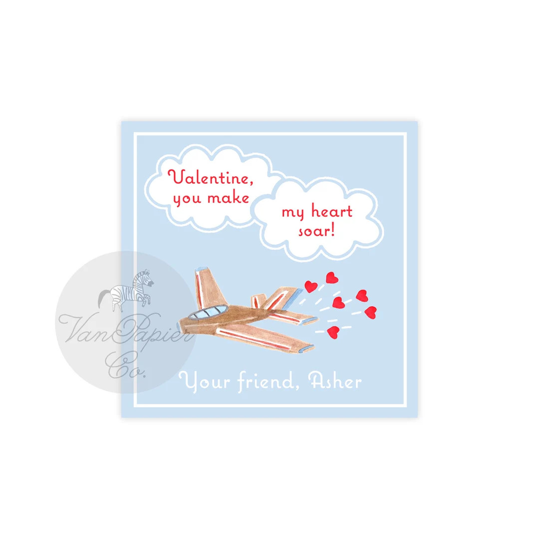 Airplane Valentine Cards | Printed Valentines | Customizable Valentine's | You Make My Heart Soar... | Etsy (US)