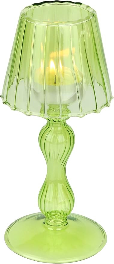 Gurfuy Green Glass Votive Candle Holder - Glass Tealight Candleholder Hurricane Decorative Lamp S... | Amazon (US)