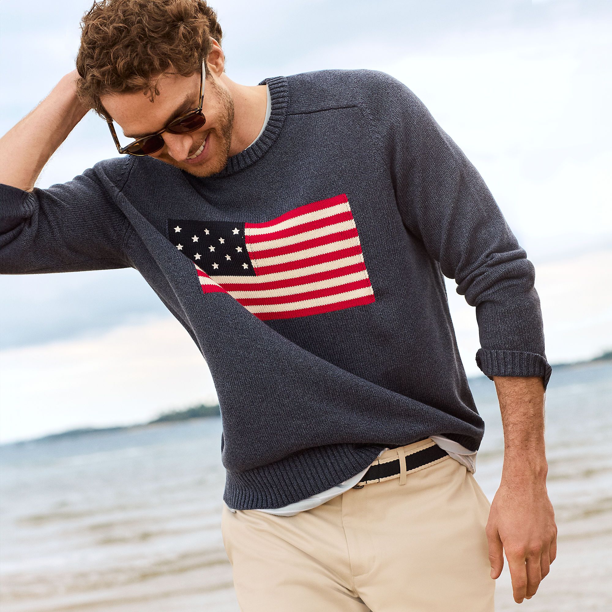 Men's Drifter Flag Crew Neck Sweater | Lands' End (US)